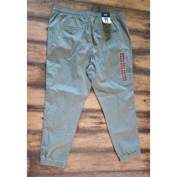 Gap Twill Jogger Elastic Waist Ankle Drawstring Flexible Army Green Clover NEW - Picture 8 of 8